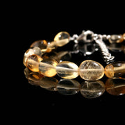 Natural Citrine Smooth Tumble Beads Bracelet, Yellow Citrine Nuggets Shape Beads Bracelet, Jewelry Gifts, November Birthstone Gifts