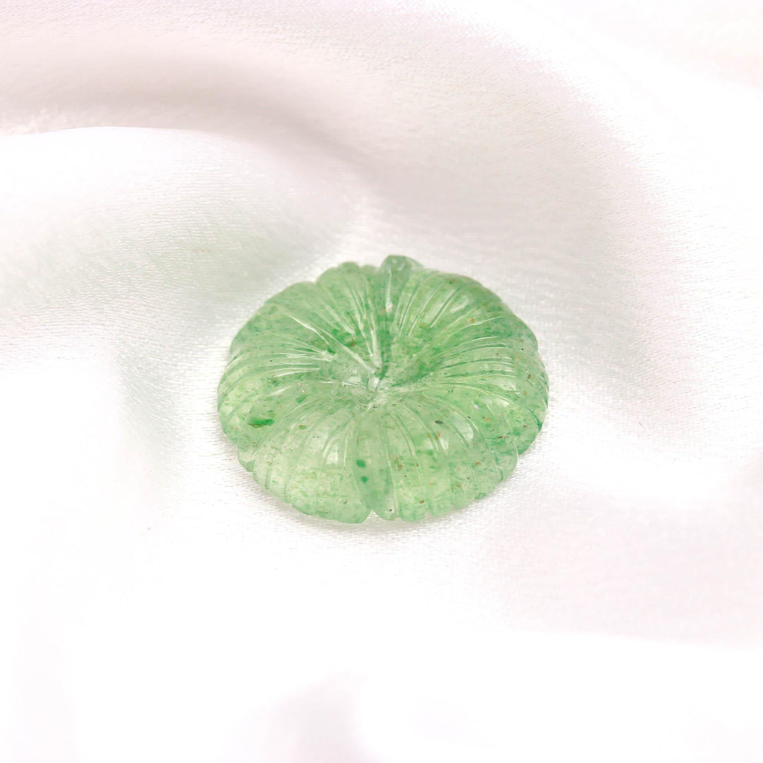 AAA Green Strawberry Hand Carved Flower Shape Stone, Flower Charms, 25 MM Reiki Healing Crystal Gifts, Floral Gemstones for Home Decor