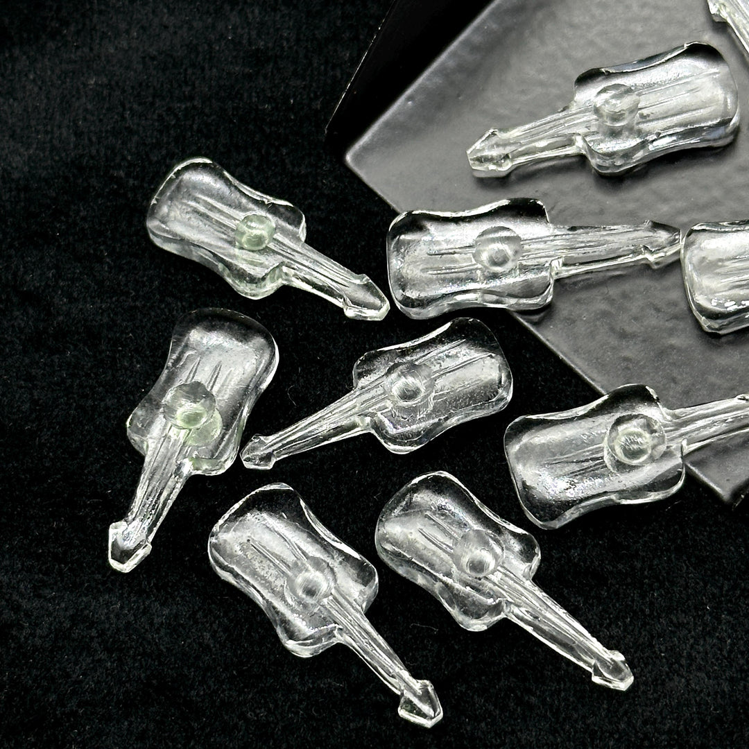 Natural Crystal Guitar Shape Carving Beads, Crystal Quartz Guitar Shape Hand Carved Gemstone, 26 MM, Miniature Guitar Gemstone, Tiny Charms