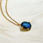 Load image into Gallery viewer, Flashy Labradorite Carved Scarab Necklace, Natural Labradorite Hand Gemstone Necklace, Sterling Silver Necklace, 16 MM Scarab, Gift For Her