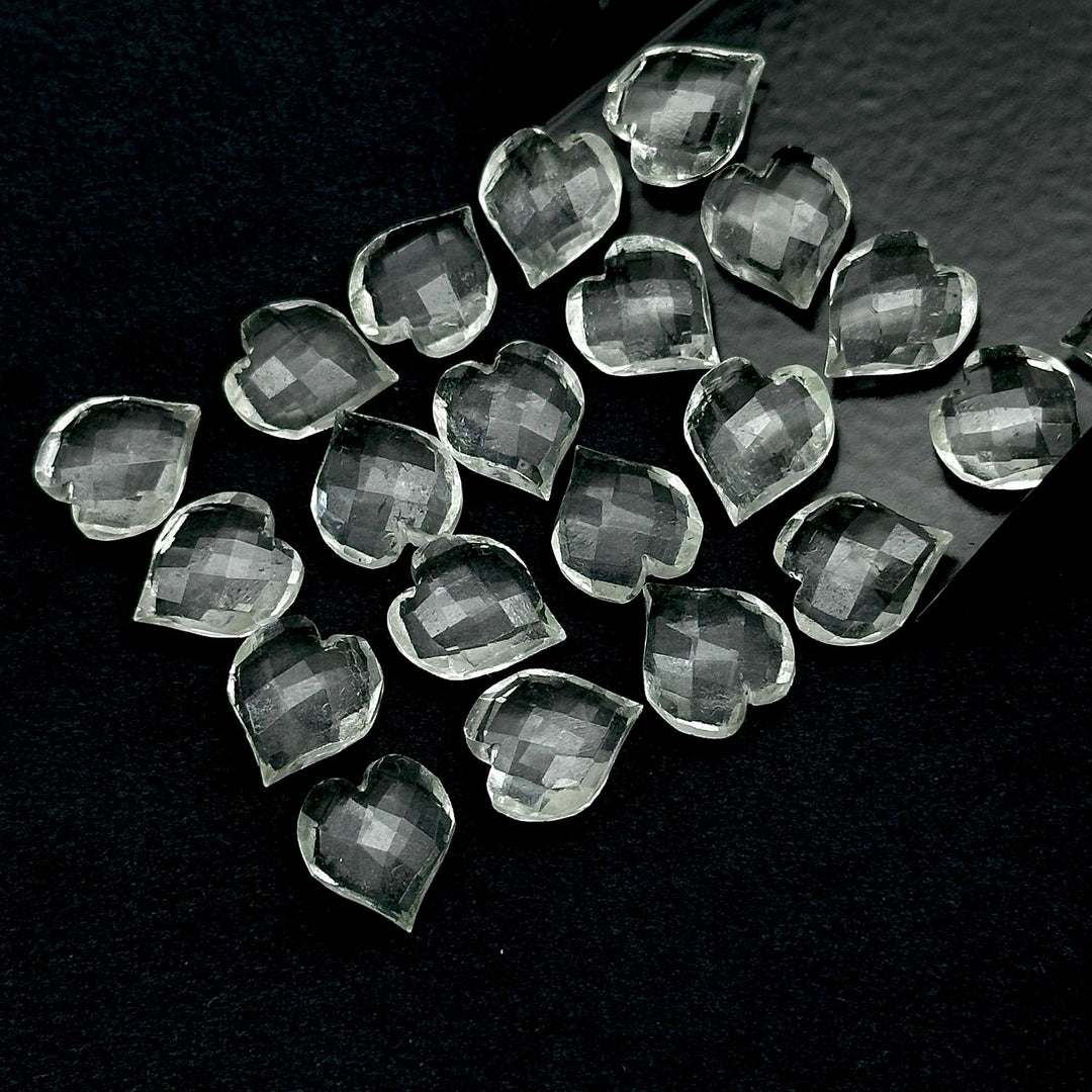 AAA Crystal Quartz Heart Shape Beads, Clear Quartz Hand Carved Heart Charms for Jewelry Making, Faceted Heart Shape Briolette's, 13 MM
