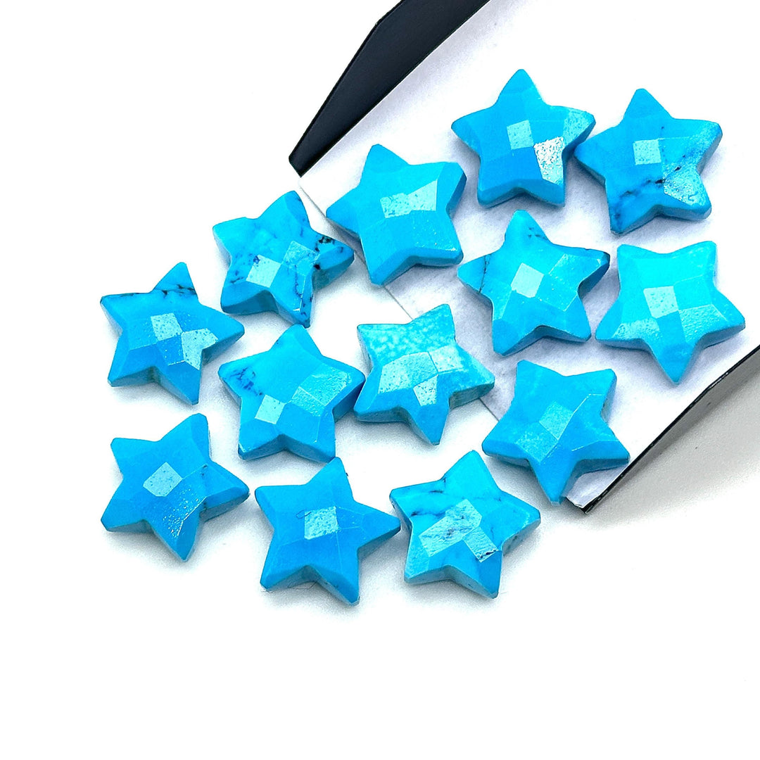 AAA Blue Turquoise Star Briolettes: Faceted Gemstone Beads, 15mm