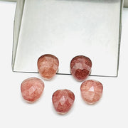 2,3,4,5pcs A-one Quality pink strawberry freeform Rosecut, faceted rosecut, gemstone for jewelry, jewelry making rosecut 10X14 mm