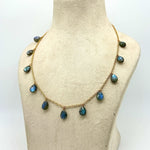 Load image into Gallery viewer, AAA+ Natural Labradorite Pear Shape Beads Necklace, Drop Chain Necklace, Pear Gemstone Necklace, Faceted Pear Chain Necklace For Women's
