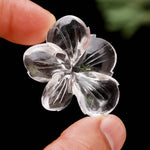 Load image into Gallery viewer, Natural Crystal Quartz Carved Flower Shape Stone, Clear Crystal Handmade Flower Carving, 36 MM Beautiful Crafted Piece