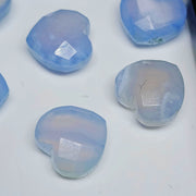 2,3,4,5 Pcs Natural Blue Lace Agate Heart Shape Faceted Gemstone Beads, Carving Gemstone Briolette's, Loose Gemstone For Jewelry Making 8 MM