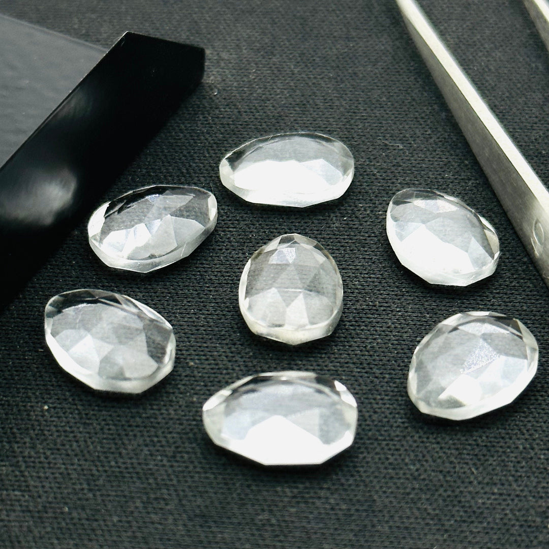 2,3,4,5pcs A-one Quality crystal quartz freeform Rosecut, faceted rosecut, gemstone for jewelry, jewelry making rosecut 10X14 mm