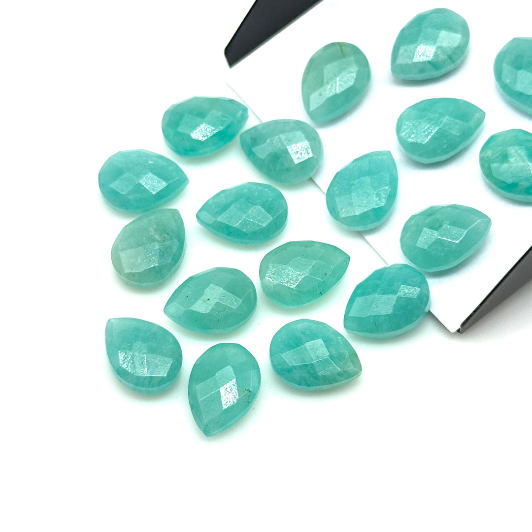 Amazing Amazonite Pear Shape Beads, AAA+ Quality Faceted Teardrop Bead, 9X12 MM Briolette Beads, Matched Pairs, Jewelry Making Beads
