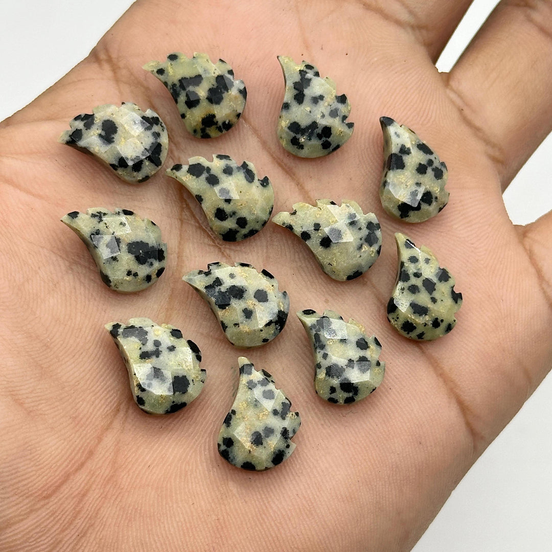 AAA Dalmatian Jasper Leaf Shape Beads, Jasper Leaf Shape Briolette's, Faceted Fancy Carvings for Jewelry, 11X15 MM, Wholesale Gemstones
