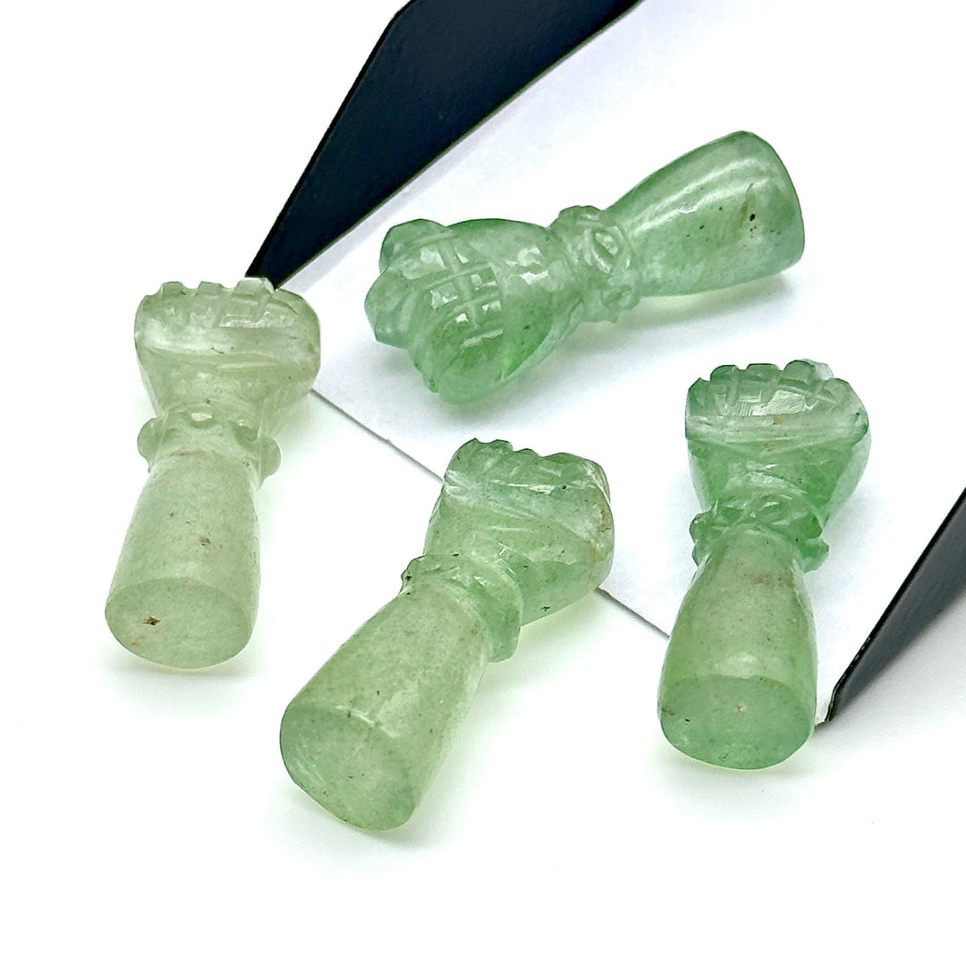 Natural Green Aventurine Hand Shape Carving, Aventurine Punch Shape Stone, 27 MM Loose Hand Fist Charm For Jewelry Making, Hamsa Charms