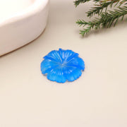 Blue Chalcedony Hand Carved Flower Shape Stone, Flower Charms, 25 MM Reiki Healing Crystal Gifts, Floral Gemstones for Home Decor