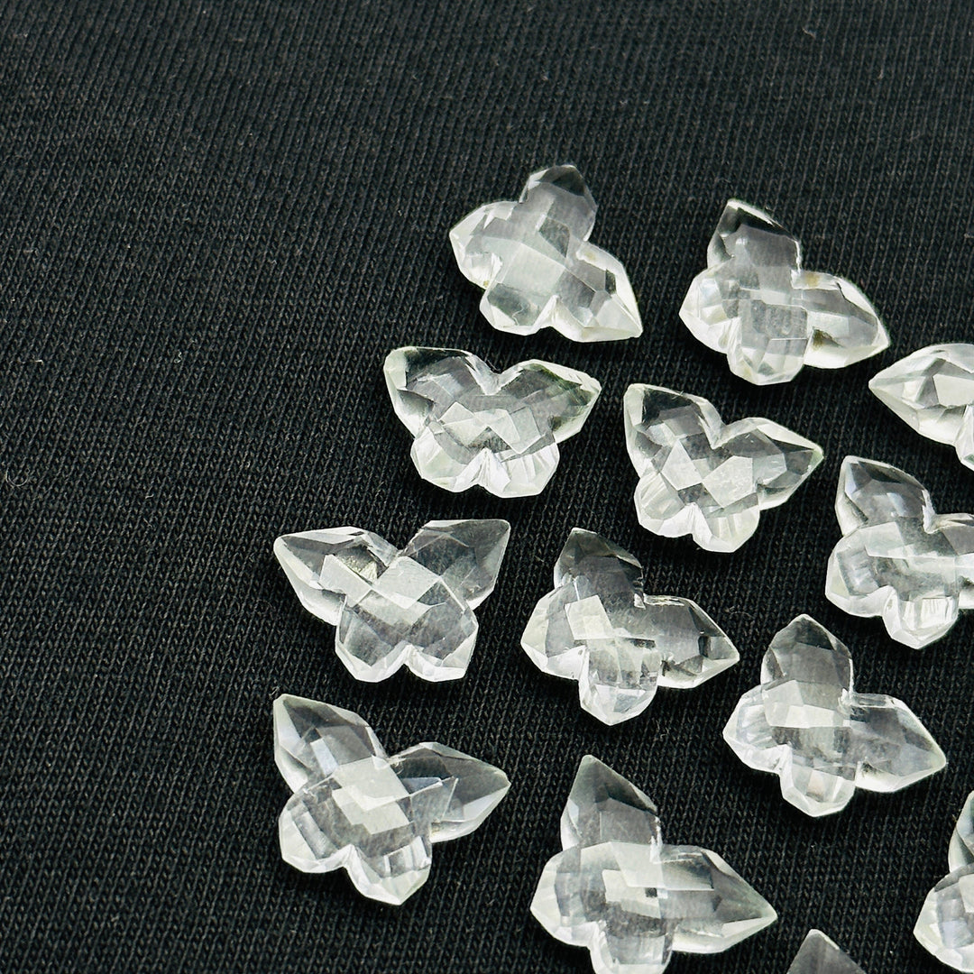 Natural Crystal Quartz Butterfly Shape Gemstone Beads, Handmade Faceted Butterfly Shape Carving Beads, Crystal Briolettes Beads 14x10 MM