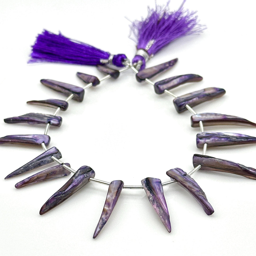 Amazing Long Sea Pearl Beads, Coated Teeth Shape Pearl Gemstone, 26 MM Fancy Jewelry Making Wholesale Beads, Purple Sea Pearl for Diy Craft