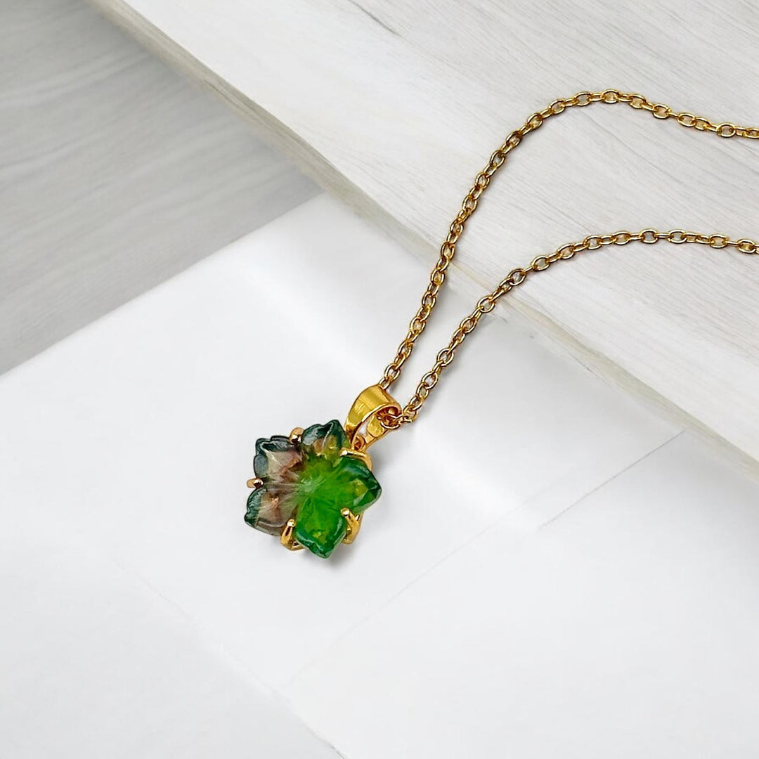 AAA Green Fluorite Flower Pendant, Hand Carved Fluorite Flower Necklace For Her, 14 mm Flower, Birthday Gift For Women, Bridesmaid Gifts