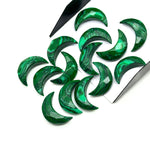 Load image into Gallery viewer, Faceted Malachite Crescent Moon Beads: 17mm Carved Gemstone Briolettes