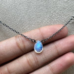 Load image into Gallery viewer, Pretty Rainbow Moonstone Pear Necklace, Blue Flashy Faceted Pear Chain Necklace, Black Rhodium Plating Necklace For Girls, Gift For Her