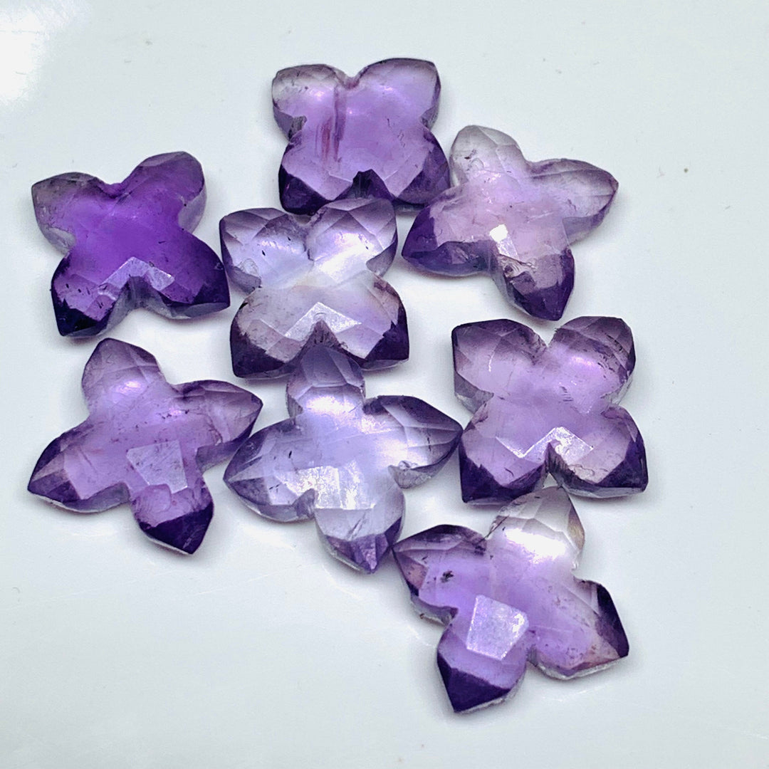 Hand Carved Amethyst Flower Gemstone: AAA Quality, 12mm