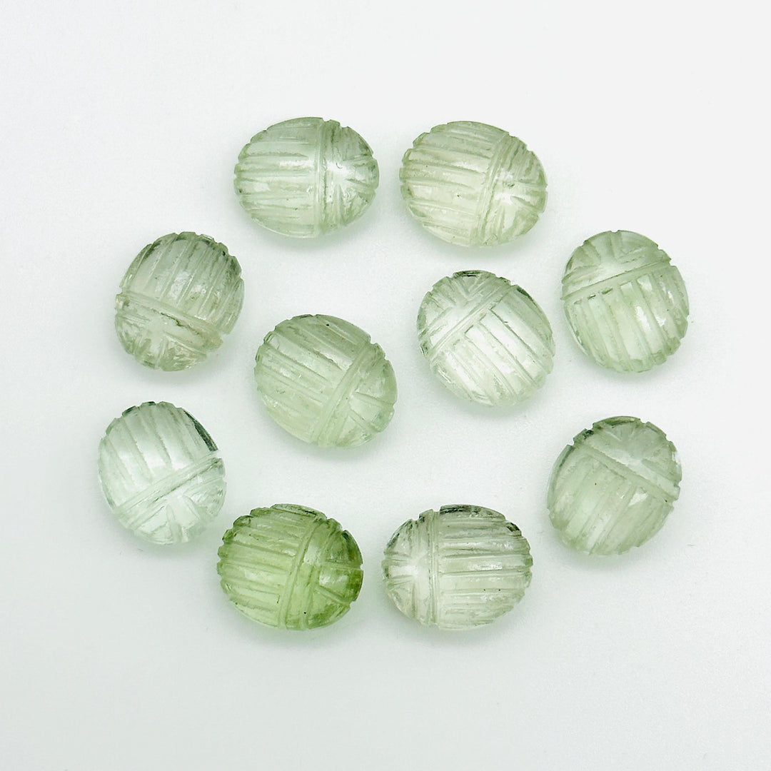 Natural Green Amethyst Scarab Shape Briolette, Amethyst Sracab Carving Beads, Beetle Shape Hand Carved Stones, 12 MM, Insect & Scarab Charm