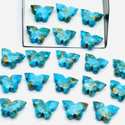 Faceted Copper Turquoise Butterfly Beads: Carved Gemstone (14x10 MM)