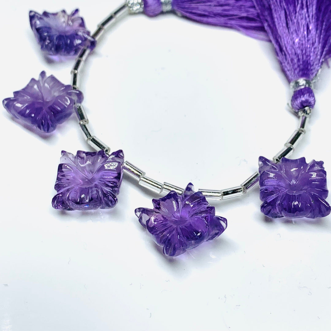 2,3,4,5,6 pcs 100% Natural Amethyst Fancy Shape Carved Gemstone, Fancy Shape Carving, Carved Gemstone For Jewellery 14 mm