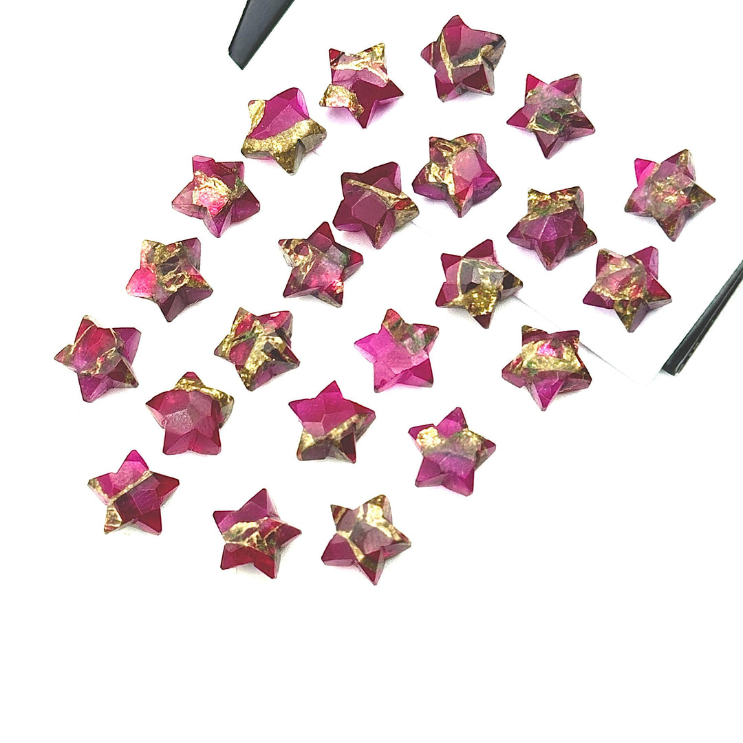 Cute Pink Turquoise Star Shape Beads, Hot Pink Copper Turquoise Faceted Star Beads, Hand Carved Gemstone Beads, Star Charm for Jewelry 8 MM