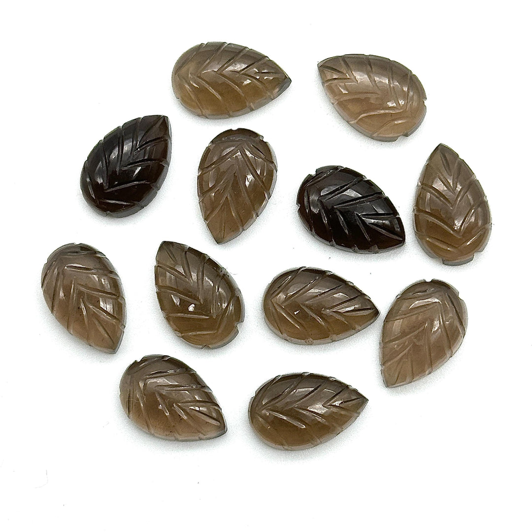 Natural Smokey Quartz Leaf Shape Briolettes, AAA Hand Carved Leaf Shape Gemstone Beads, Smokey Leaf Beads, 14 MM Loose Leaf Charms
