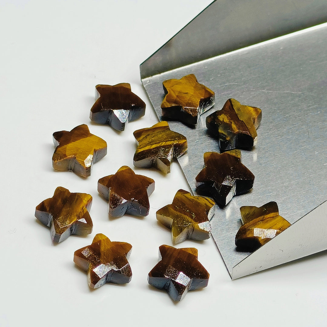 Natural Tiger Eye Faceted Star Shape Briolettes, Hand Carved Star Shape Beads, Loose Star Shape Gemstone for Jewelry, 10 MM Star Charms