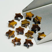 Natural Tiger Eye Faceted Star Shape Briolettes, Hand Carved Star Shape Beads, Loose Star Shape Gemstone for Jewelry, 10 MM Star Charms