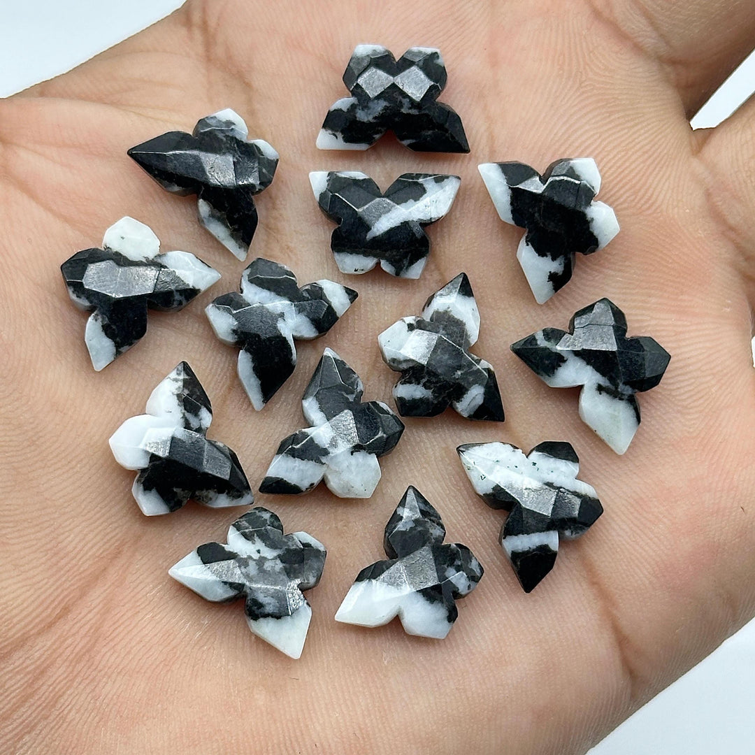 Rare Zebra Agate Butterfly Shape Beads, Black Agate Faceted Butterfly Shape Briolettes, Hand Carved Butterfly Gemstones for Jewelry, 14 MM