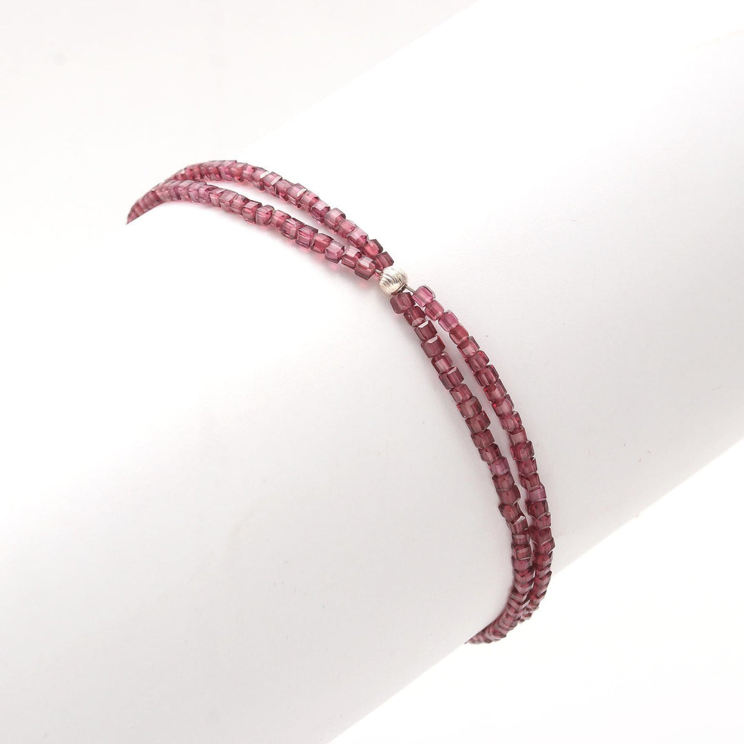 Beautiful Red Garnet Box Beads Bracelet, Handmade Faceted 2 MM Beads Bracelet, Bridesmaid Gift, Everyday Jewelry, Bracelet Gift for Her