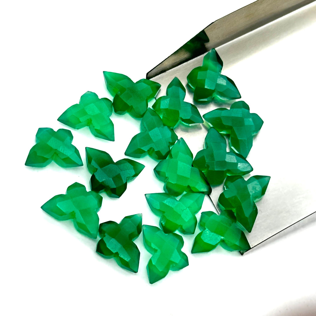 2,3,4,5 pcs Natural Green Onyx Butterfly Shape Carving, Hand Carved Butterfly Shape Faceted Gemstone, Animal Jewelry, Fancy Beads 14x10 MM