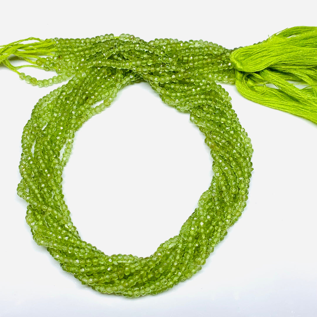 AAA Quality 100% Natural Peridot Faceted Round Shape Beads Strand, 12 inch Strand, Gemstone For Jewellery, 2 mm (Approx)
