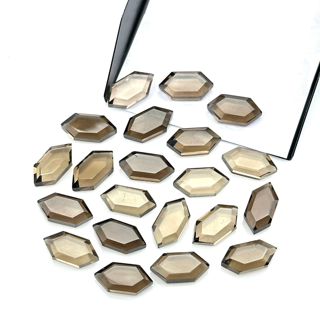 Natural Smokey Quartz Hexagon Beads, New Fancy Shape Charms For Jewelry, 7X14 Geometrical Shape Gemstone Beads, Wholesale Carving Beads