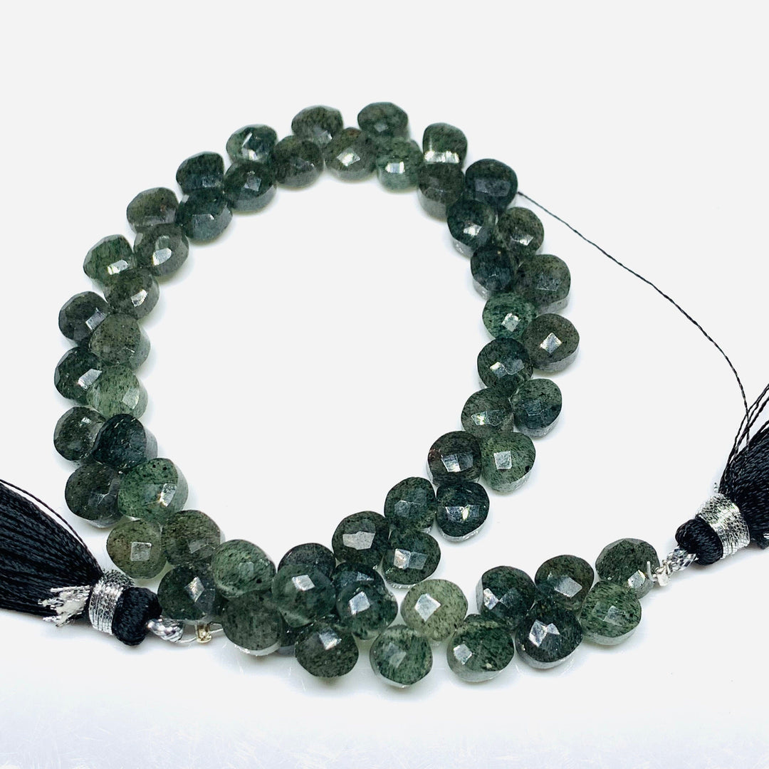 AAA Quality Natural Black Sunstone Faceted Heart Shape Beads, 7" Heart Shape Gemstone Beads, Heart Shape Briolette's For Jewelry, 5X6 MM