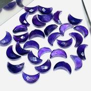 Amethyst Moon Briolette Beads: Faceted Carved Gemstone (12mm)