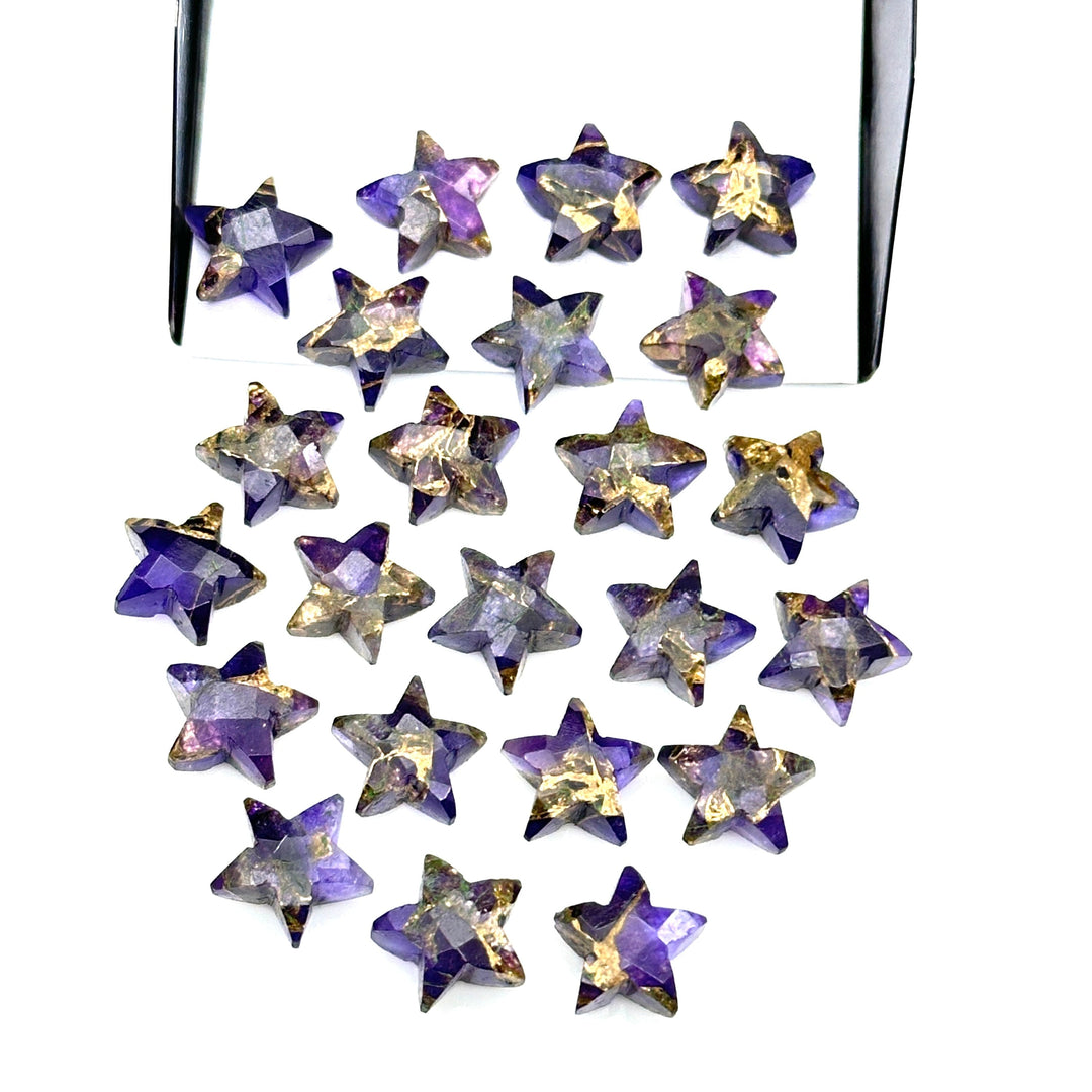 Rare Copper Amethyst Star Shape Beads, Purple Amethyst Faceted Star Beads, Gemstone Carvings Star Shape Briolette's, Star Charms 10 MM
