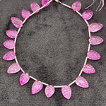 Load image into Gallery viewer, Pretty Pink Topaz Coated Leaf Shape Beads, Pink Died Carved Leaf Briolette's, Hand Carved Beads For Jewelry 8-11 mm, 8" Strand Loose Beads