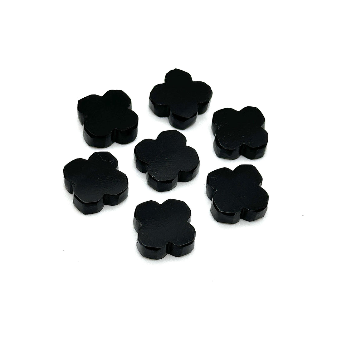 Natural Black Onyx Clover Shape Beads, Four Leaf Clover Shape Gemstone, Loose Wholesale Beads for Jewelry Making, Loose Beads, 12 MM
