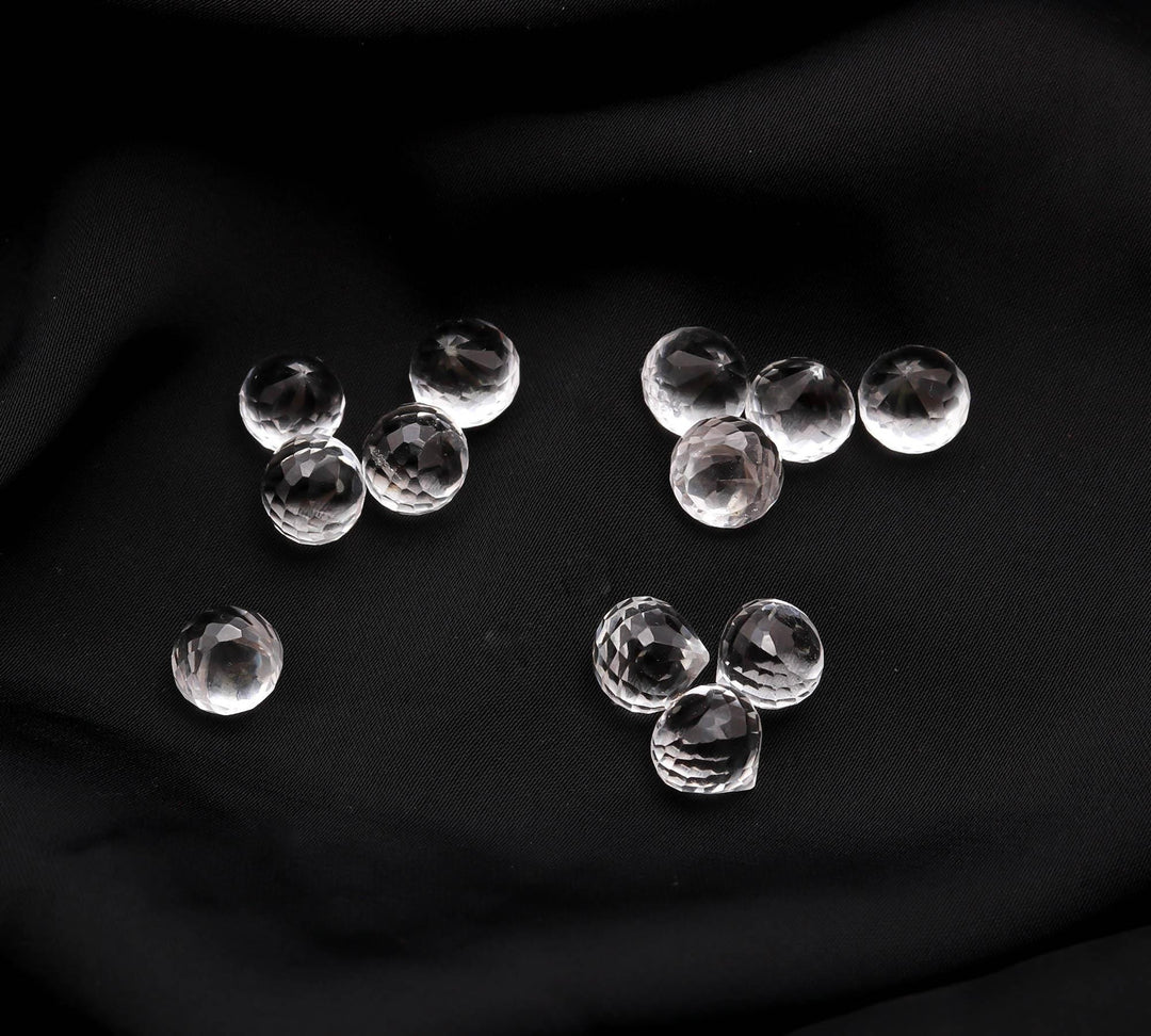 Natural Crystal Quartz Onion Shape Beads, Hand Carved Faceted Onion Shape Briolette's, Clear Crystal Onion Carving For Jewelry Making, 8 MM