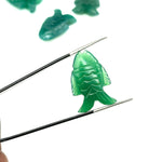 Load image into Gallery viewer, Natural Green Onyx Carved Fish Shape Gemstone, Hand Carved Fish Shape Gemstone, Jewelry Making Gemstones, 17X26 MM, Blue Fish Charm Pendant