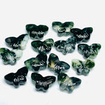 Load image into Gallery viewer, 2,3,4,5,6 100% Natural Moss agate Butterfly Shape Carving ,Hand carved Butterfly shape Gemstone, carved Gemstone jewellery Making,12X7 mm