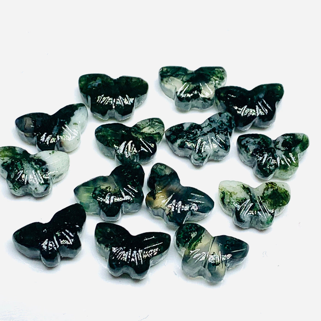2,3,4,5,6 100% Natural Moss agate Butterfly Shape Carving ,Hand carved Butterfly shape Gemstone, carved Gemstone jewellery Making,12X7 mm