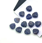 Load image into Gallery viewer, AAA+ Natural Iolite Shell Shape Beads, 8 MM Hand Carved Seashells, Tiny Carved Beads, Shell Charms, Jewelry and Craft Making