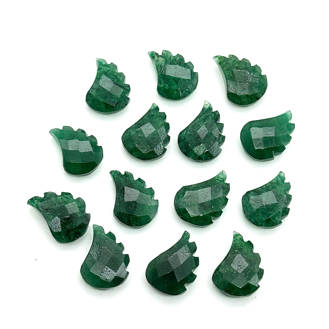 AAA Green Aventurine Leaf Shape Beads, Hand Carved Aventurine Leaf Shape Briolette's, Faceted Fancy Carvings for Jewelry Making, 11X15 MM