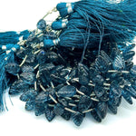Load image into Gallery viewer, Fancy London Blue Topaz Leaf Shape Beads, Coated Blue Topaz Leaf Briolette's, Hand Carved Beads For Jewelry 8-11 mm, 8" Strand Loose Beads