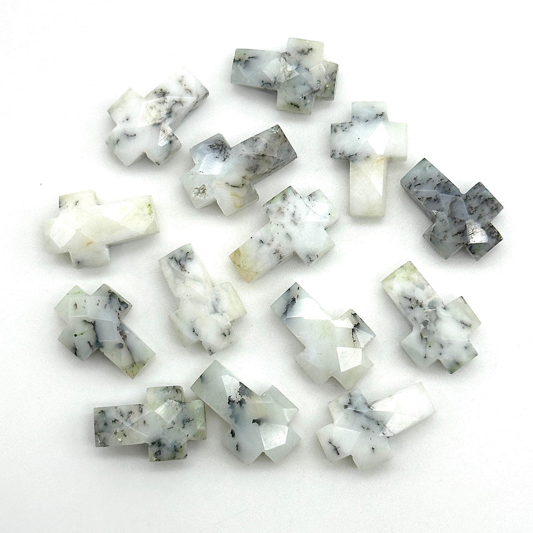 AAA Dendrite Opal Cross Shape Briolettes, Natural Dendrite Opal Gemstone Beads, Holy Cross Charm for Jewelry, 15 MM, Lord Spiritual Beads