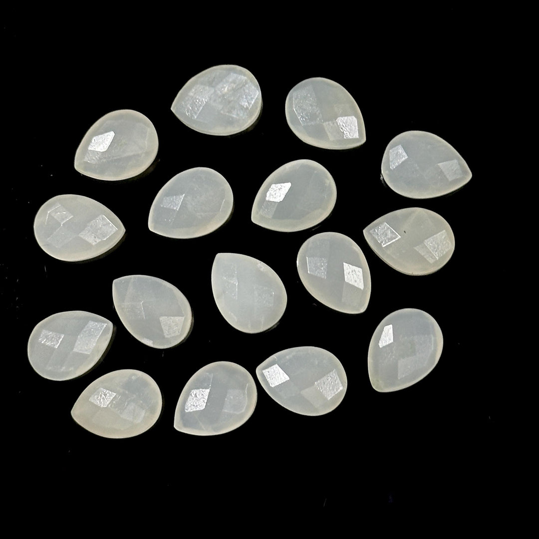 Natural White Moonstone Faceted Pear Shape Beads, 9X12 MM AAA+ Quality Moonstone Briolette's Beads, Matched Pairs, Jewelry Making Beads