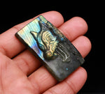 Load image into Gallery viewer, Flashy Labradorite Wolf Carving Gemstone, Labradorite Carved Wolf Shape Stone, Home Decor Ideas, Wolf Head, 1.9 Inch
