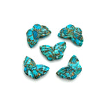 Load image into Gallery viewer, Carved Copper Turquoise Butterfly Charms: Handmade Gemstone Briolettes, 18mm