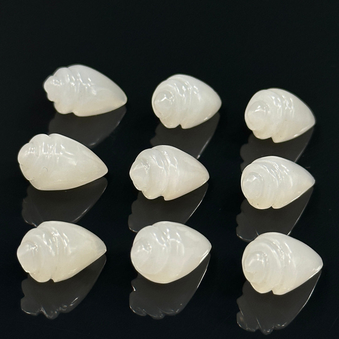Natural White Moonstone Conch Shell Shape Beads, Smooth White Moonstone Gemstone Beads, Beach & Snail Shell Carved Gemstone Beads 18X10 mm